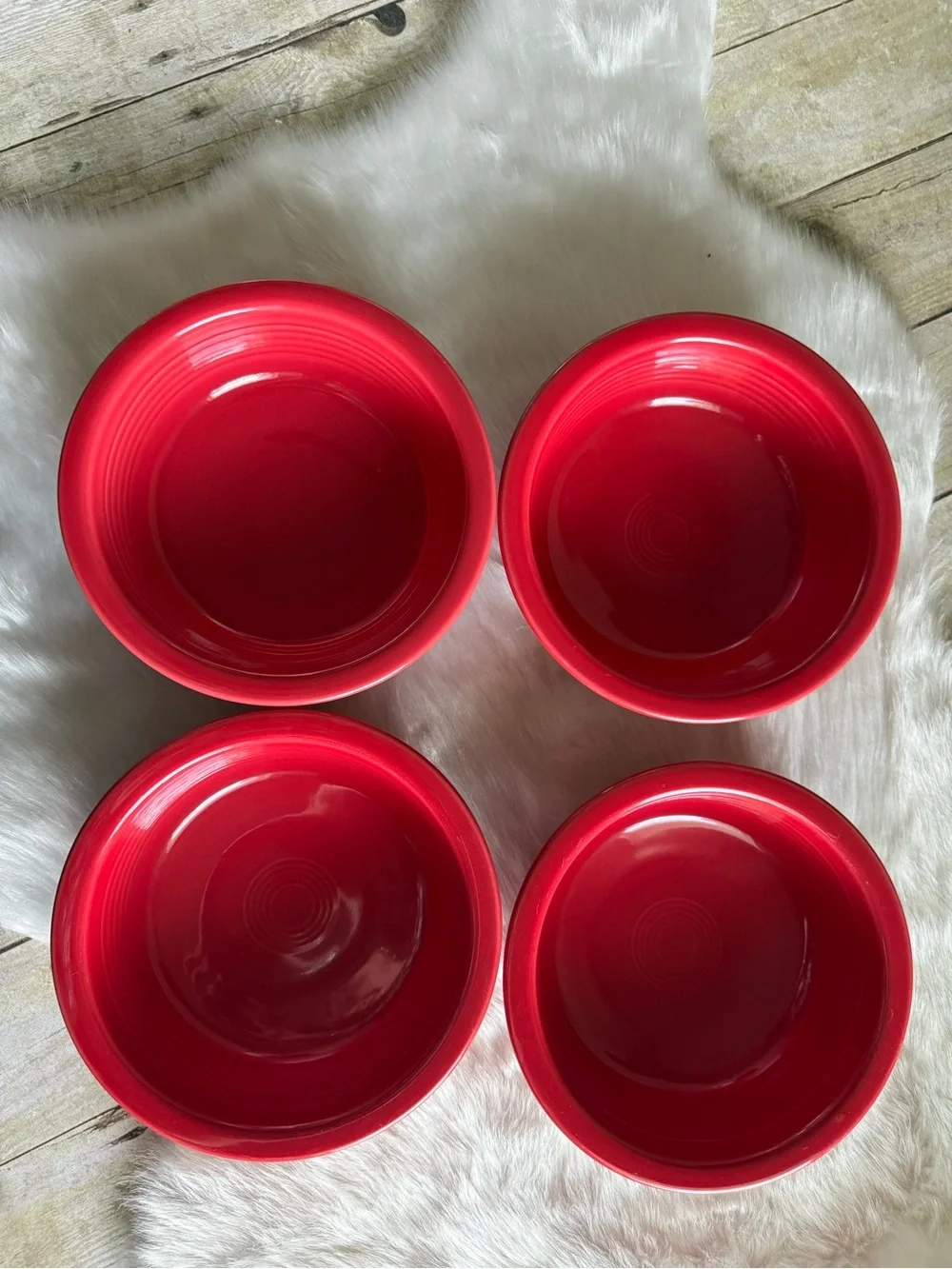 Fiesta-ware Set of 4 Classic Rim Scarlet Soup/Cereal Bowls
